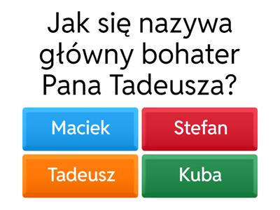 Test „Pana Tadeusza” Klasy VIII.