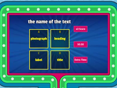 Text Features Game Show