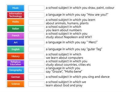  School Subjects year 8