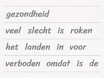 Woordvolgorde lange zinnen B1 klas