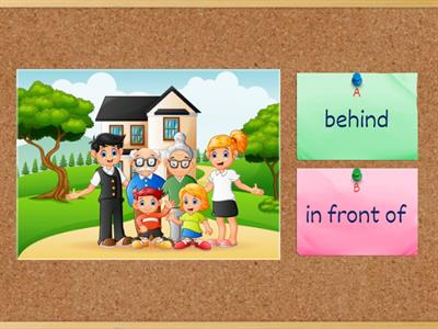 behind/in front of