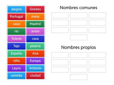 Nombres comunes y propios