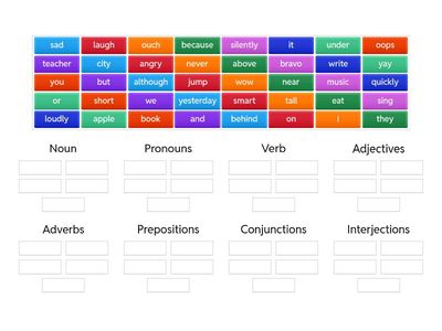 8 Parts of Speech Sort