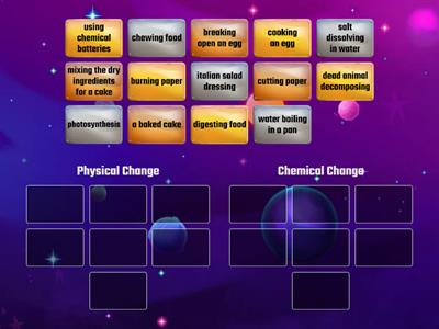 Physical Change vs Chemical Change Sort