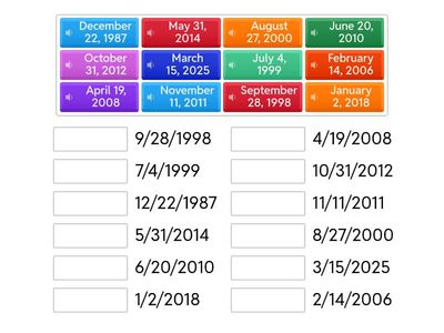 Page 74 B,C,D Match the Written Date with the Number Date
