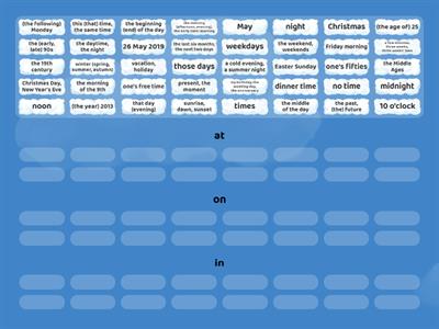 Prepositions of time