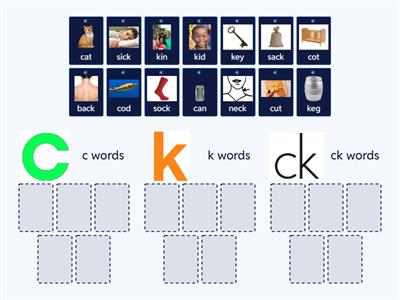 Group sort - c, k and ck words