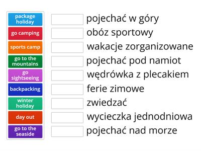 5.1 Rodzaje wakacji (Podróżowanie rep.8 klasa)