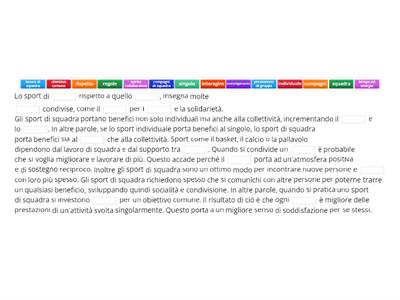 Gli sport di squadra