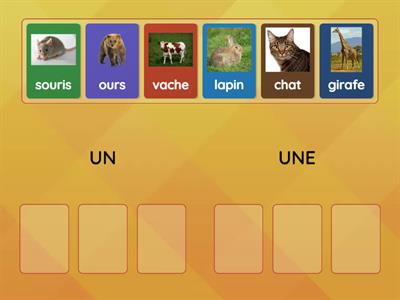 Животные: Слова и артикли UN - UNE