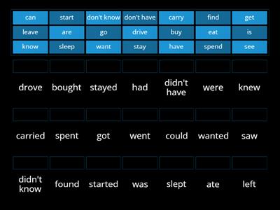 Past simple verbs - Holidays - Positive/negative/regular/ irregular (NEF 2a gb)