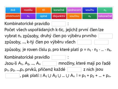 Kombinatorická pravidla a skupiny