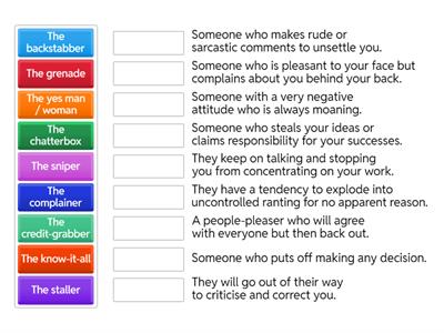 C1 VOCABULARY FOR DESCRIBING DIFFICULT COLLEAGUES