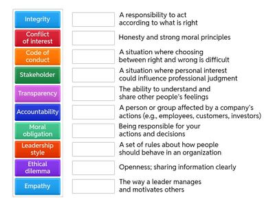 VOCABULARY: Leadership, Ethics & Responsibility