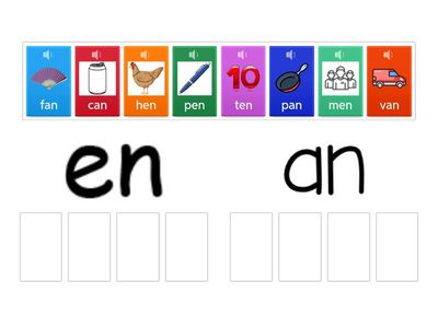 -an/-en word family picture sort 