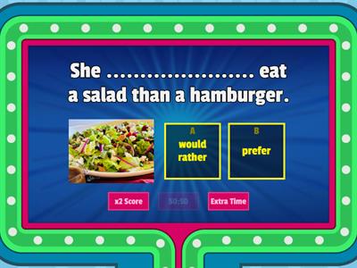 A2+.2 | Would rather or prefer | Gameshow quiz
