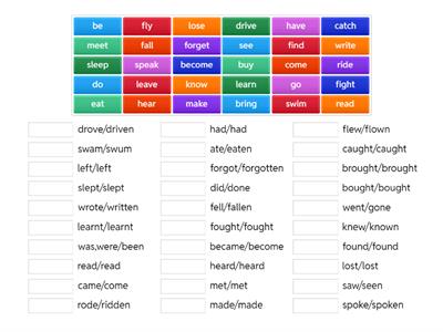 Irregular verbs Blaze 7th grade