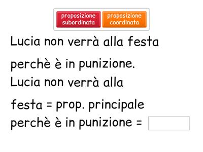 DISTINGUI tra COORDINATA e SUBORDINATA