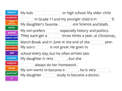 Level A2 School Vocabulary