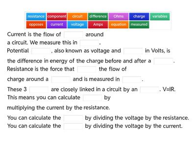 Voltage, Current and Resistance