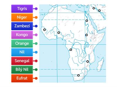 Afrika řeky - slepá mapa