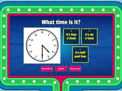 Telling the time to the nearest quarter of an hour