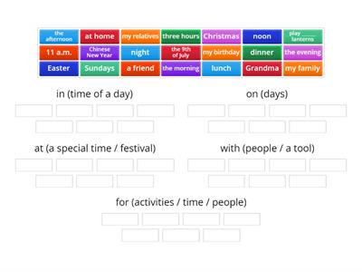 Prepositions of time and festivals