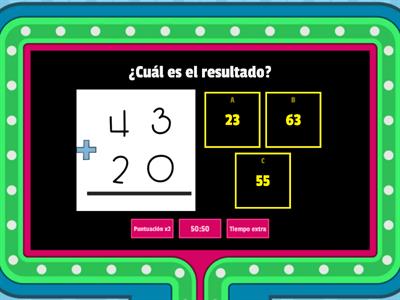 Calcula las sumas y restas (hasta el 100)