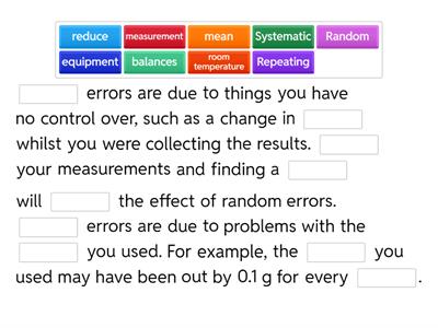 Random errors and systematic errors