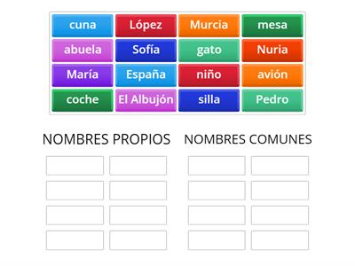 NOMBRES COMUNES Y NOMBRES PROPIOS