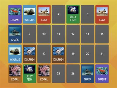 OCEAN ANIMALS MEMORY GAME 