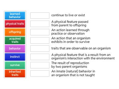 Inherited traits and Learned Behaviors