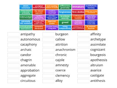 Vocab 2, 3 and 4 Seniors