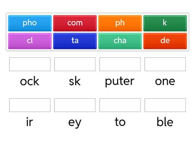 RM A1 test2 ex 5 	Match  to make object words.