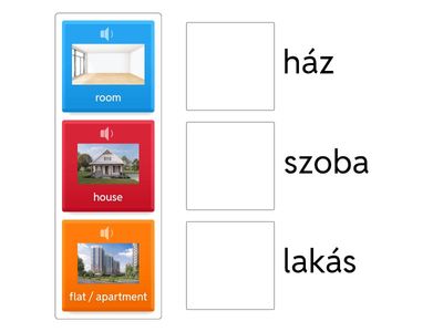 Types of homes (otthontípusok) - match up