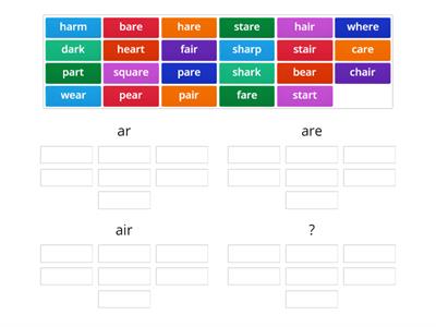 2.25 (sort 25 - within) AR, ARE, AIR, ? (yellow)