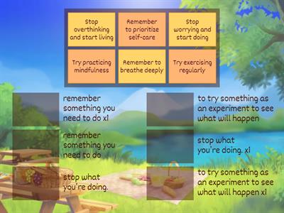 Stop, try, remember - gerunds and infinitives - How to reduce stress 