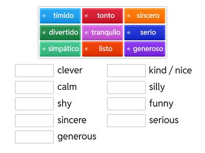 S1 / S2  Spanish - Adjectives of Personality