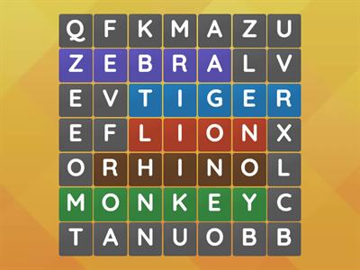 Wordsearch animals