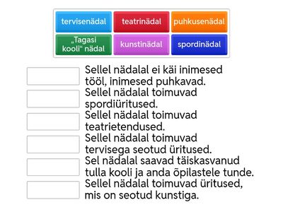 Nädalad. Liitsõnad. 4. klass