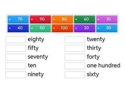 Numbers Match UP--Tens