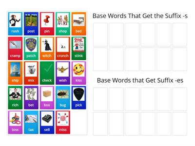 Suffix -s -es Sort