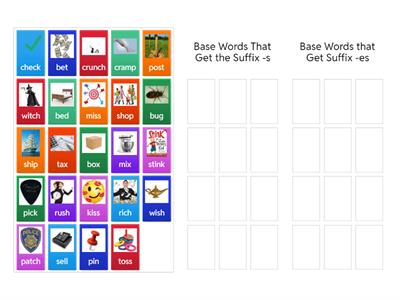 Suffix -s -es Sort