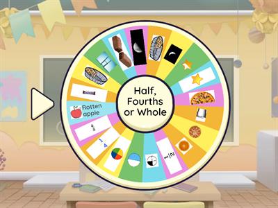 Whole, Halves, and Fourths Rotten Apple Game