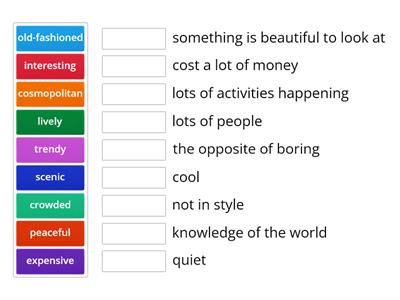 Travel Adjectives Part 1 Match Up