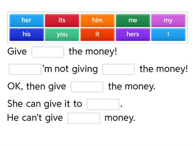 Possessive and Object pronoun sentences