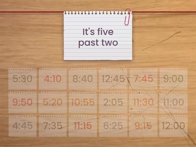 Telling the time - find the match