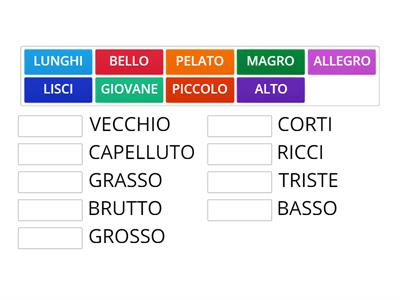 AGGETTIVI OPPOSTI DESCRIZIONE FISICA