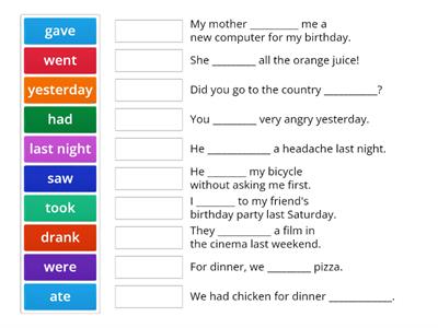 Past Simple Irregular Verbs Match Up