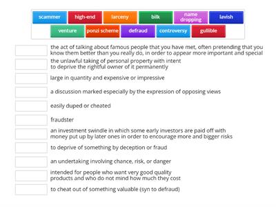 Speakout Advanced unit 4 terminology for conartists